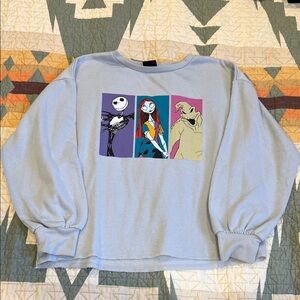 Disney The Nightmare Before Christmas Light Blue Crewneck crop Sweatshirt